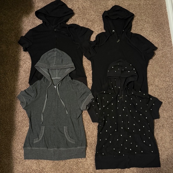 4 MISS MOLY Women's Short Sleeve Hoodie Full Zip Up Cotton Slim Fit Sweatshirt - Picture 6 of 10